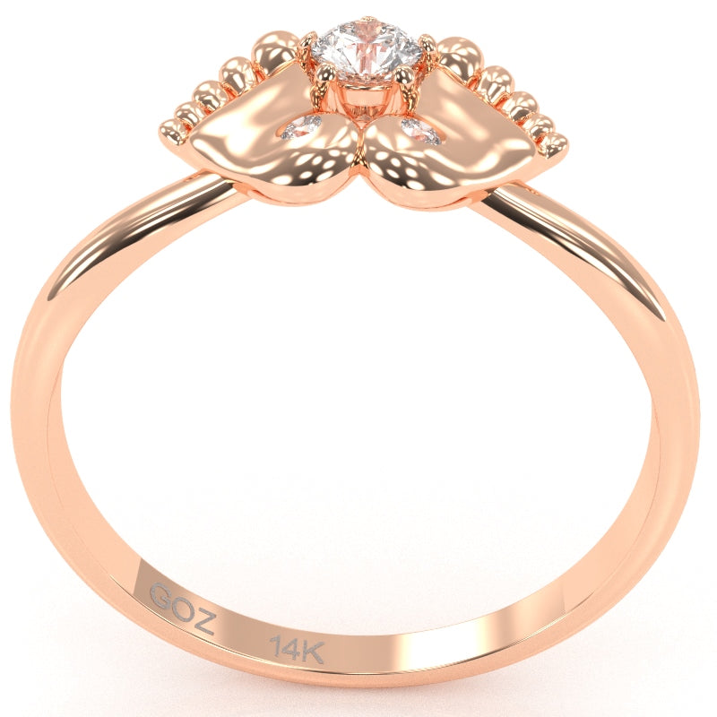 Baby Feet White Topaz Diamond Ring In 14k Rose Gold