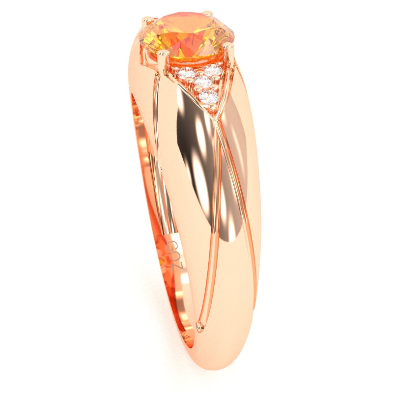 Designer Citrine Diamond Cocktail Ring In Solid 14k Rose Gold