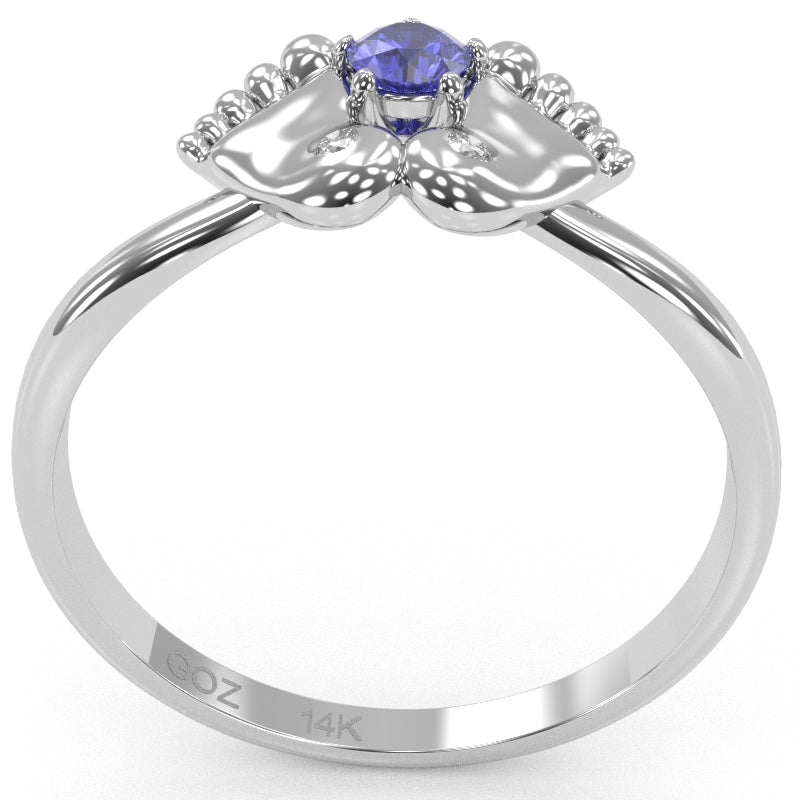 Baby Feet Tanzanite Diamond Ring In 14k White Gold