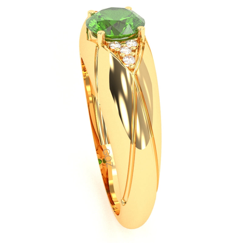 Designer Peridot Diamond Cocktail Ring In Solid 14k Yellow Gold