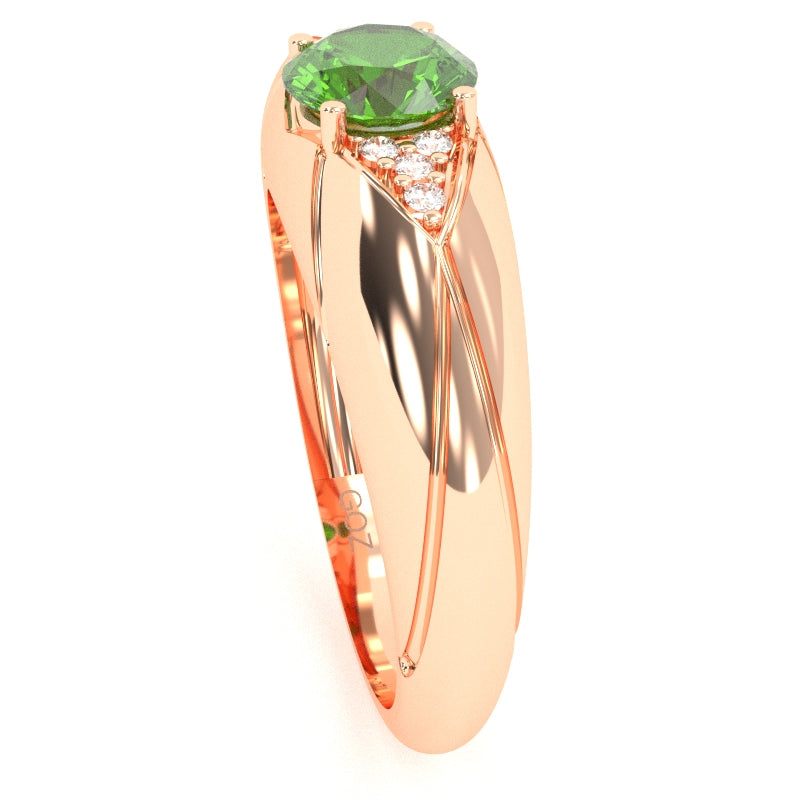 Designer Peridot Diamond Cocktail Ring In Solid 14k Rose Gold