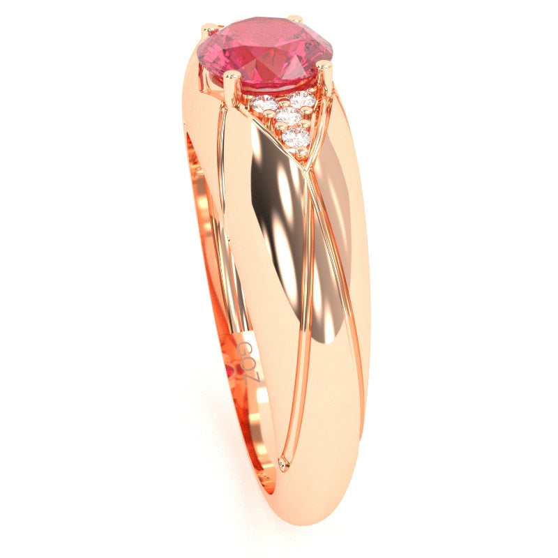 Designer Pink Tourmaline Diamond Cocktail Ring In Solid 14k Rose Gold