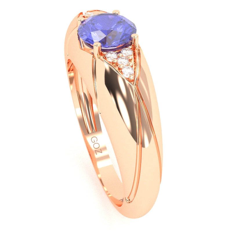 Designer Tanzanite Diamond Cocktail Ring In Solid 14k Rose Gold