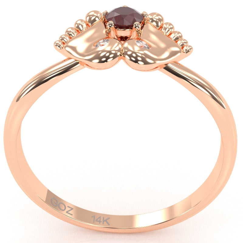 Baby Feet Ruby Diamond Ring In 14k Rose Gold