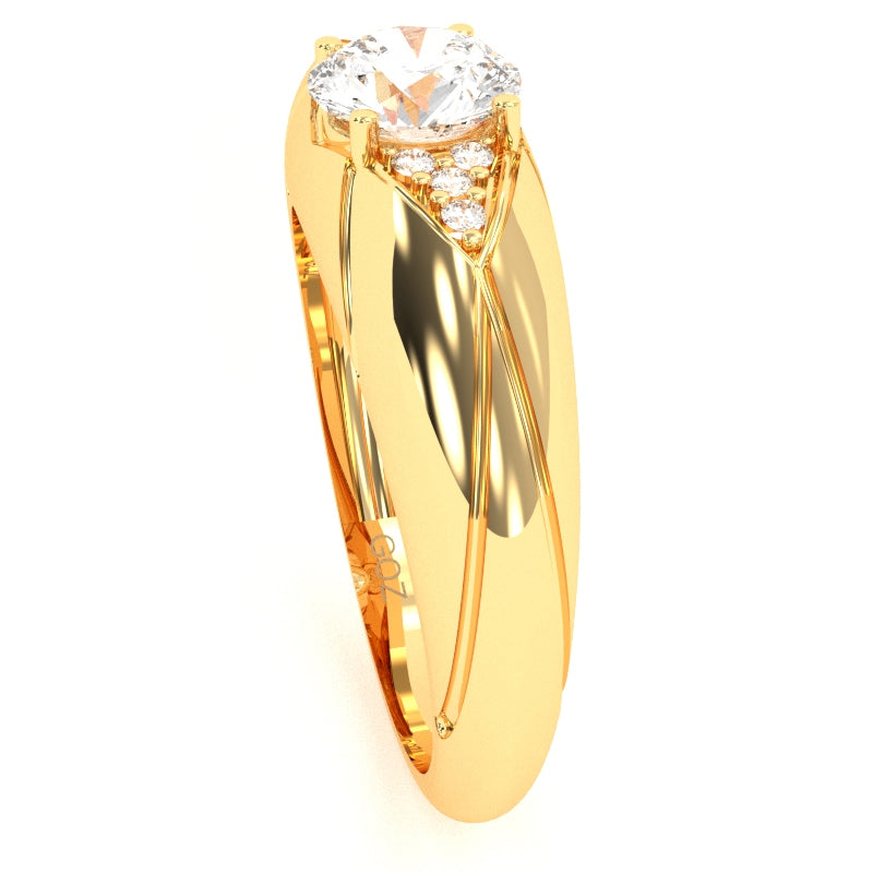 Designer White Topaz Diamond Cocktail Ring In Solid 14k Yellow Gold