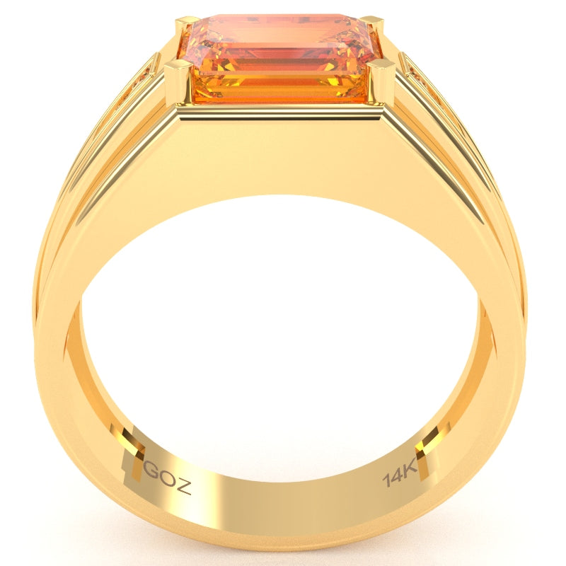 Men's Citrine Diamond Channel Ring In Solid 10k Yellow Gold