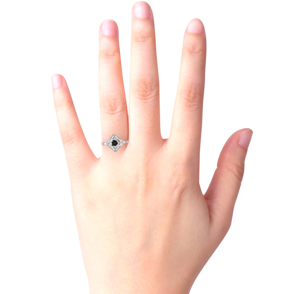 Rose Love Black Onyx Diamond Ring In 14k White Gold