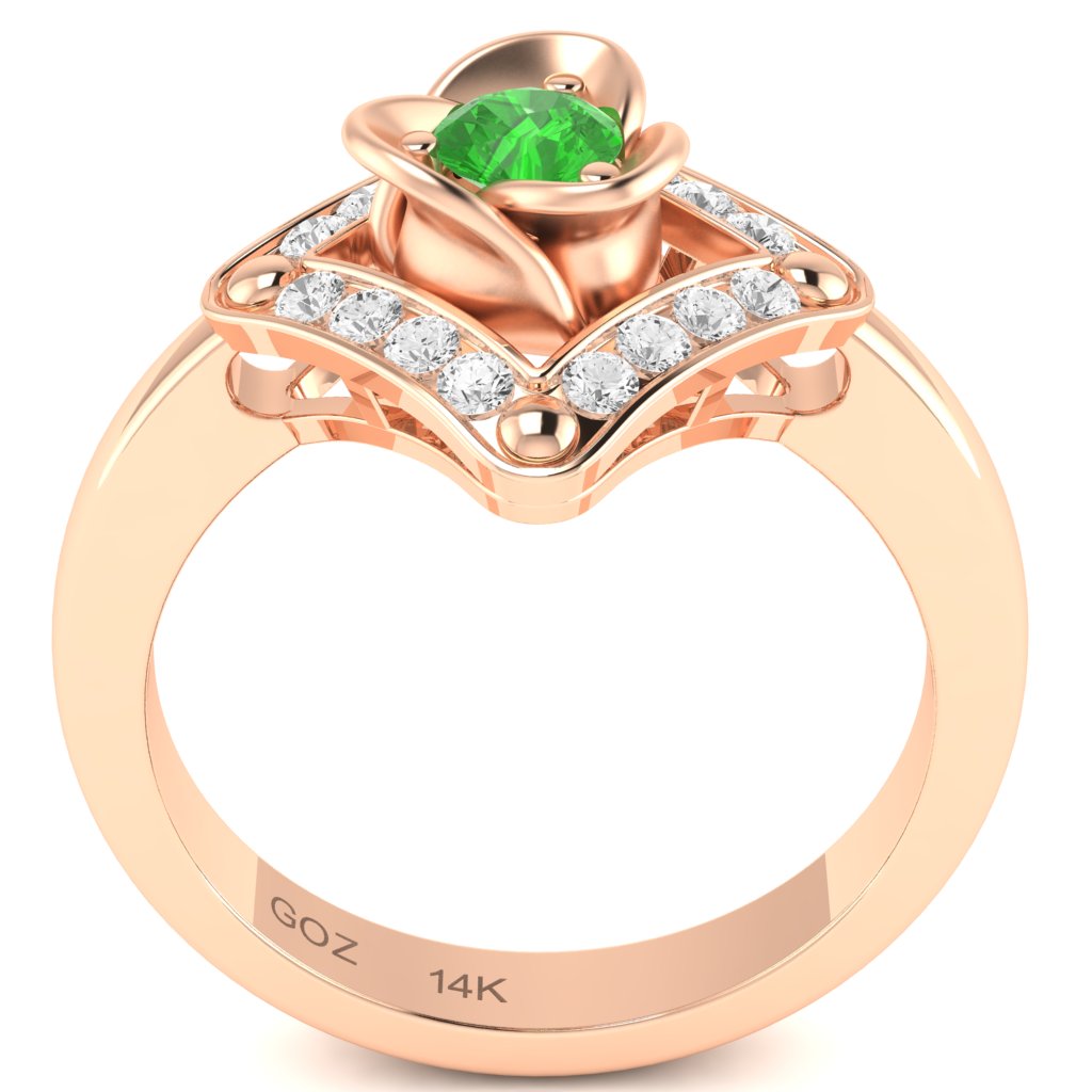 Rose Love Peridot Diamond Ring In 14k Rose Gold