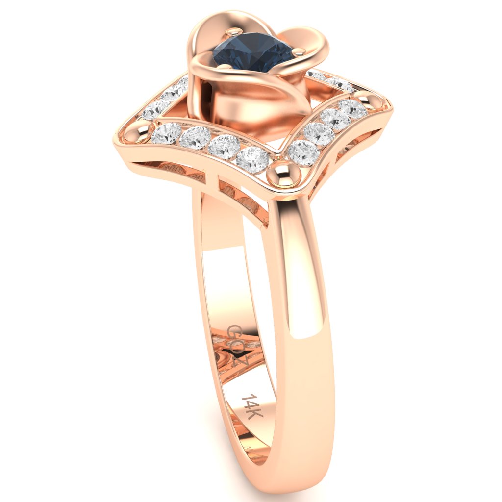 Rose Love Lab-Created Sapphire Diamond Ring In 14k Rose Gold
