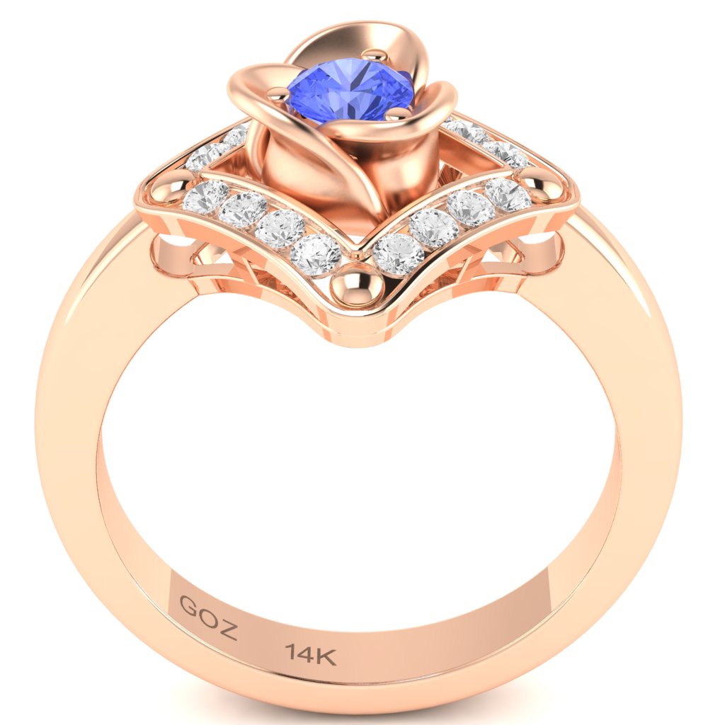 Rose Love Tanzanite Diamond Ring In 14k Rose Gold