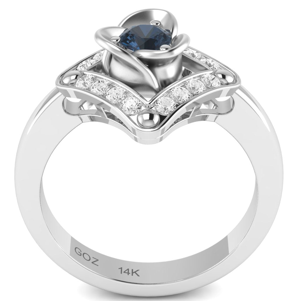 Rose Love Lab-Created Sapphire Diamond Ring In 14k White Gold