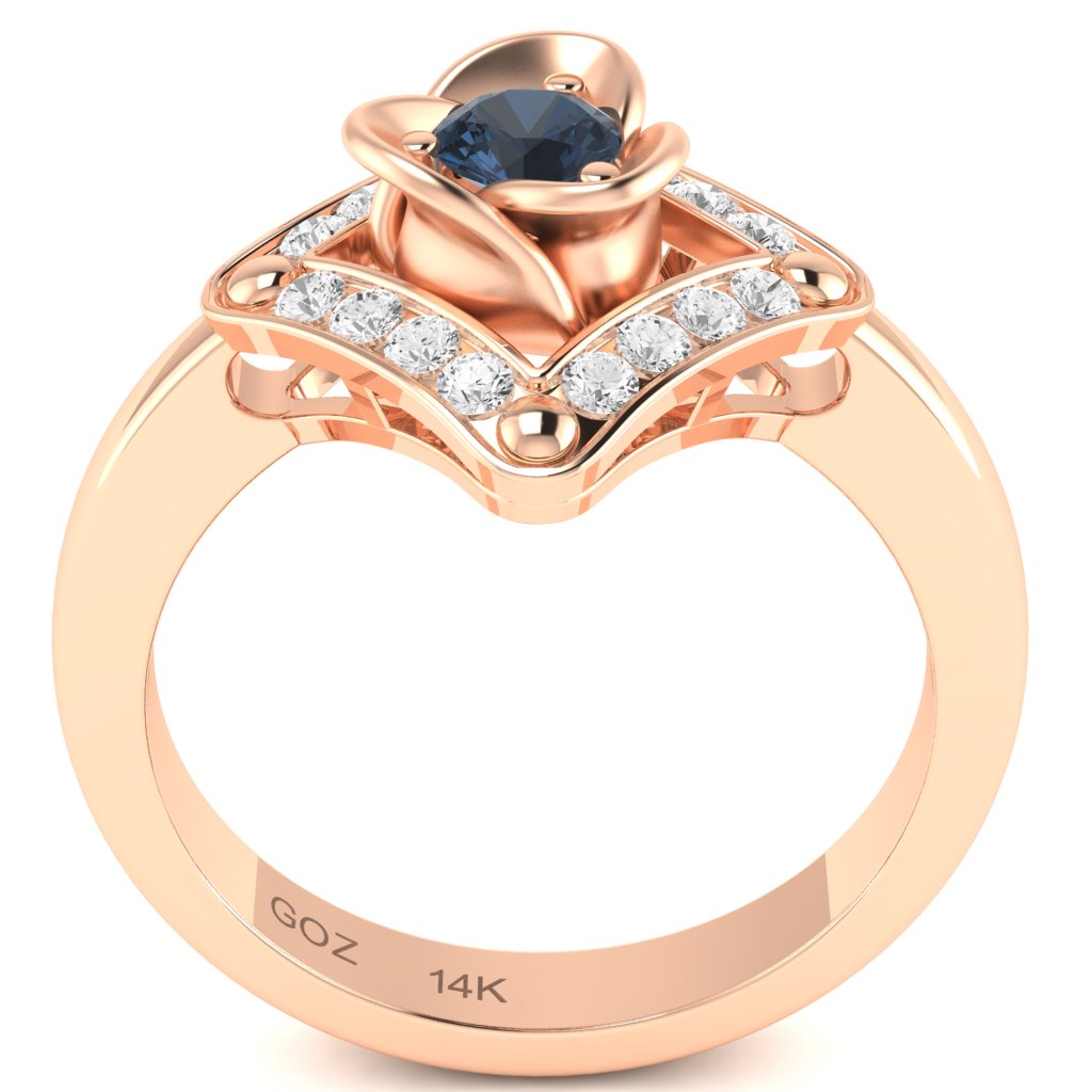 Rose Love Sapphire Diamond Ring In 14k Rose Gold