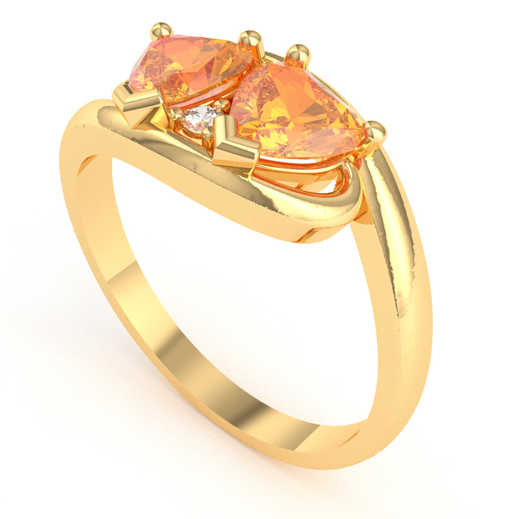 2 Hearts In Love Citrine Diamond Promise Ring In 14k Yellow Gold