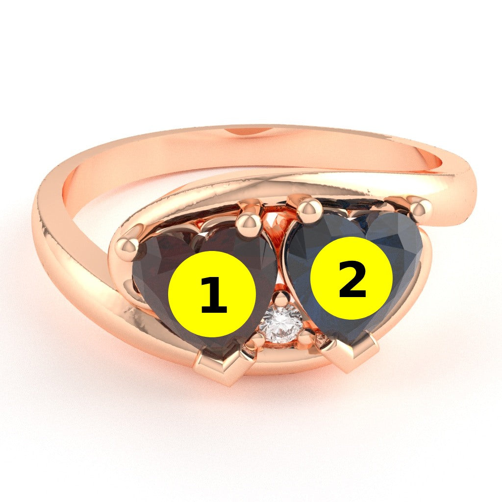 Customizable Gemstone Diamond 2 Hearts In Love Promise Ring In 10k Rose Gold