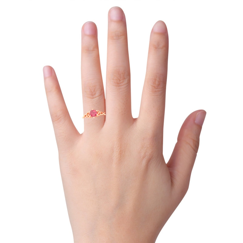 Celtic Trinity Knot Pink Tourmaline Engagement Ring In 14k Rose Gold