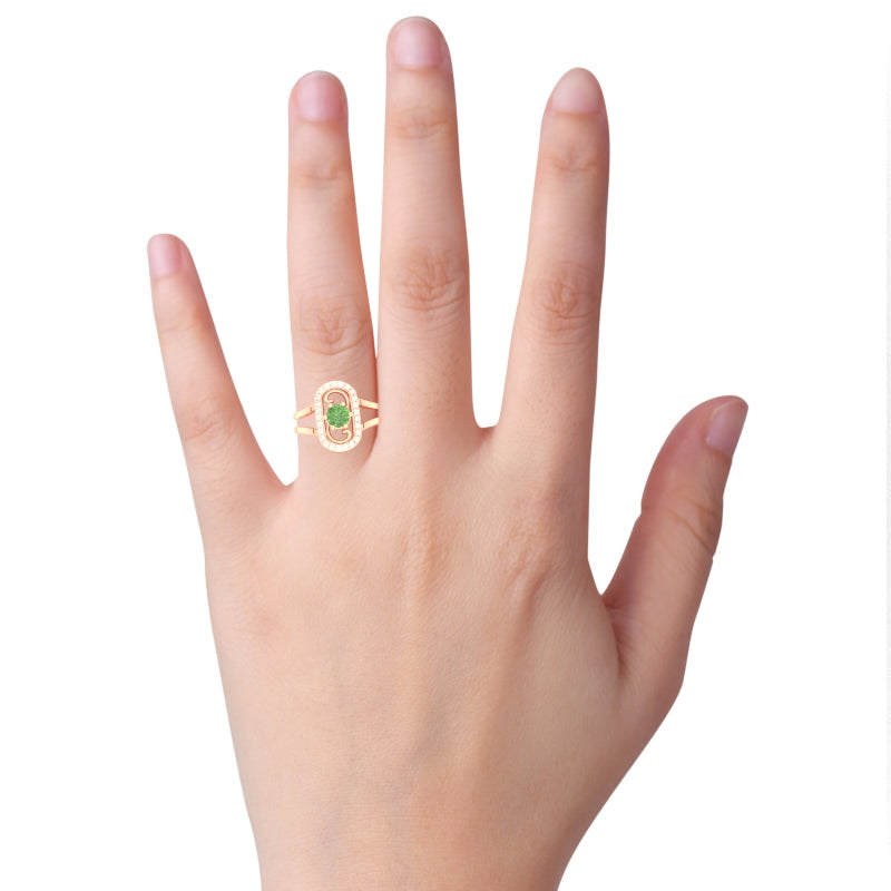 Split Band Peridot Diamond Cocktail Ring In 14k Rose Gold