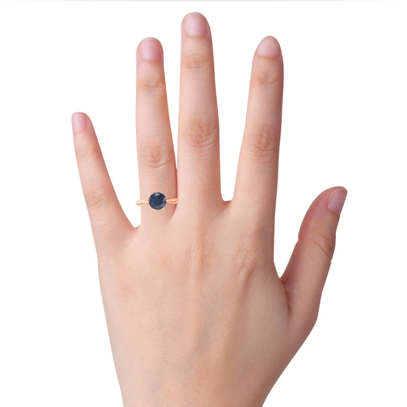 Crown Setting Lab-Created Sapphire Engagement Ring In 14k Rose Gold