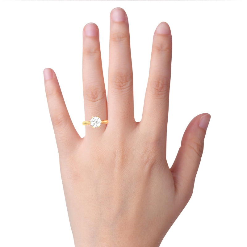 Crown Setting White Topaz Engagement Ring In 14k Yellow Gold