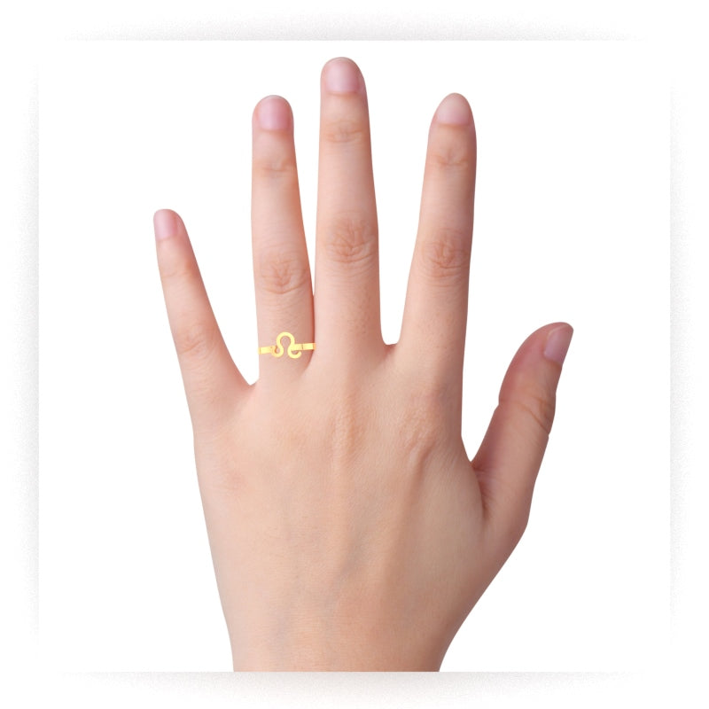 Leo Zodiac Sign Ring In Solid 14k Yellow Gold