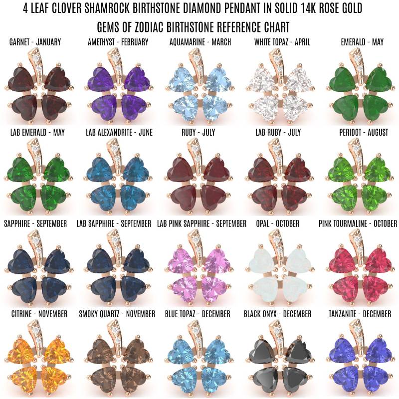 4 Leaf Clover Shamrock Lab-Created Emerald Diamond Pendant In 14k Rose Gold