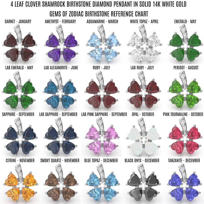 4 Leaf Clover Shamrock Opal Diamond Pendant In 14k White Gold