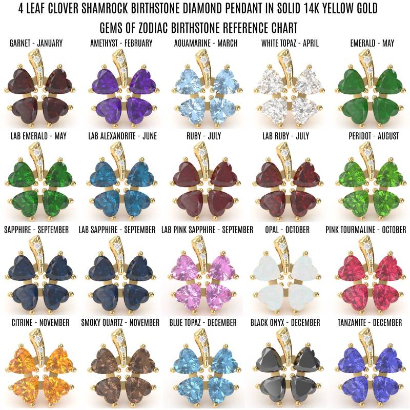 4 Leaf Clover Shamrock Garnet Diamond Pendant In 14k Yellow Gold
