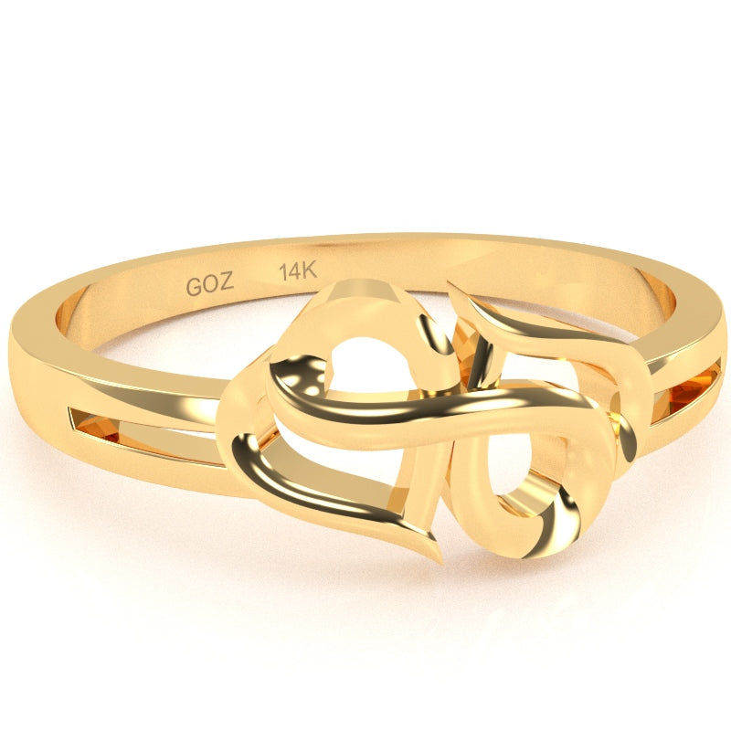 Split Shank Infinity Loop 2 Hearts Love Ring In Solid 14k Yellow Gold