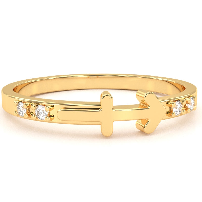Sagittarius Zodiac Sign Diamond Ring In Solid 10k Yellow Gold