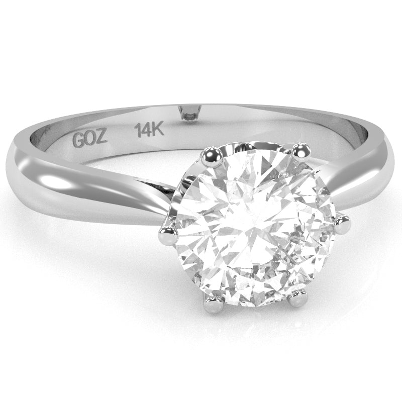 Crown Setting White Topaz Engagement Ring In 14k White Gold
