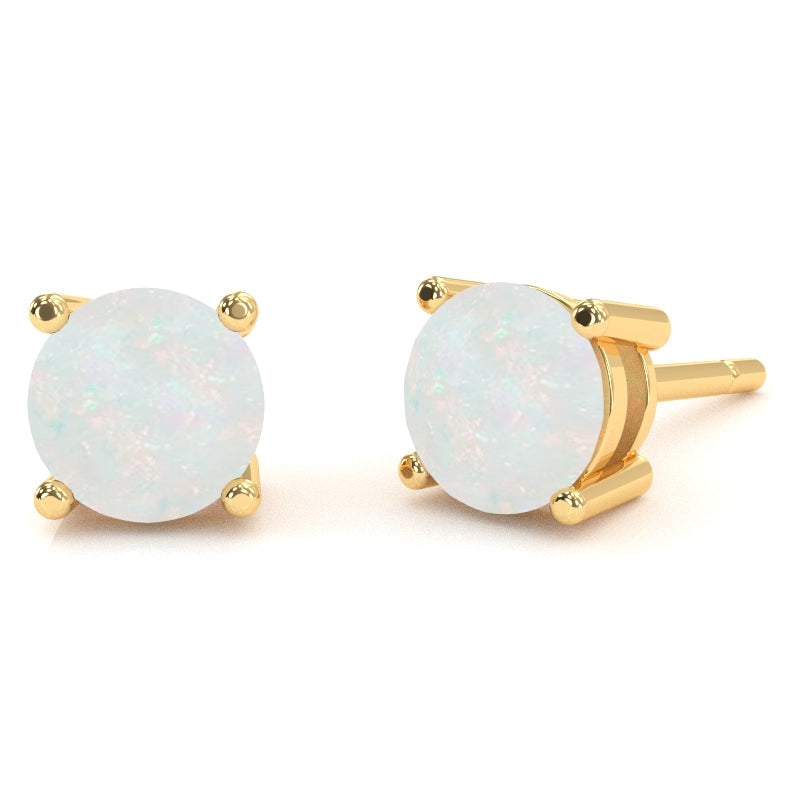 Opal 6mm Round Stud Earrings in 10k Yellow Gold