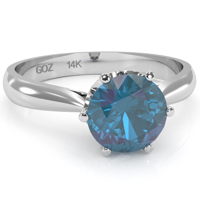 Crown Setting Lab-Created Alexandrite Engagement Ring In 14k White Gold