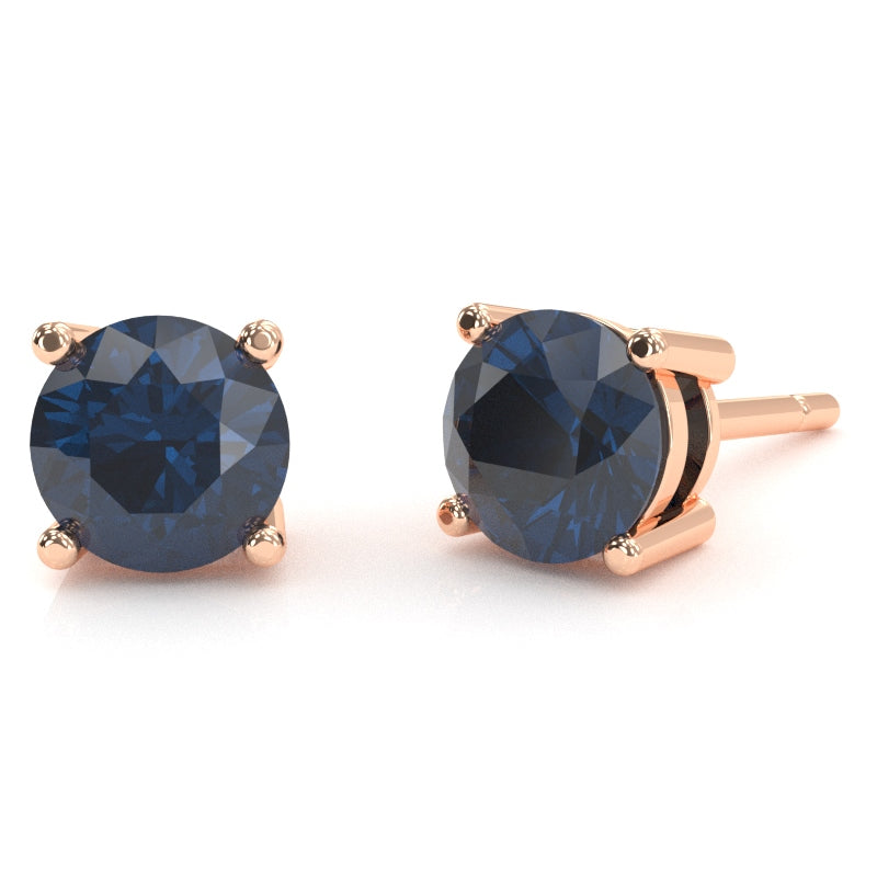 Lab-Created Sapphire 6mm Round Stud Earrings in 10k Rose Gold