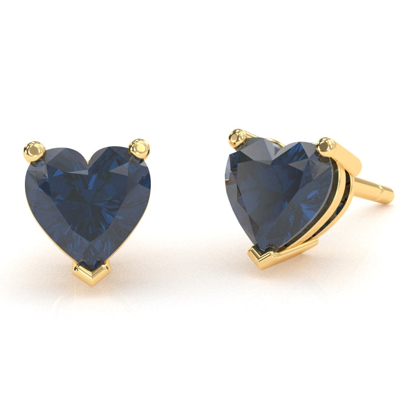 Lab-Created Sapphire 5mm Heart Stud Earrings in 10k Yellow Gold