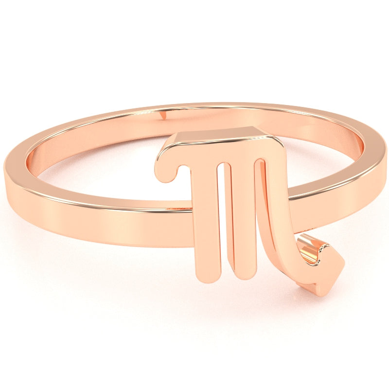 Scorpio Zodiac Sign Ring In Solid 10k Rose Gold