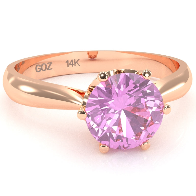 Crown Setting Lab-Created Pink Sapphire Engagement Ring In 14k Rose Gold