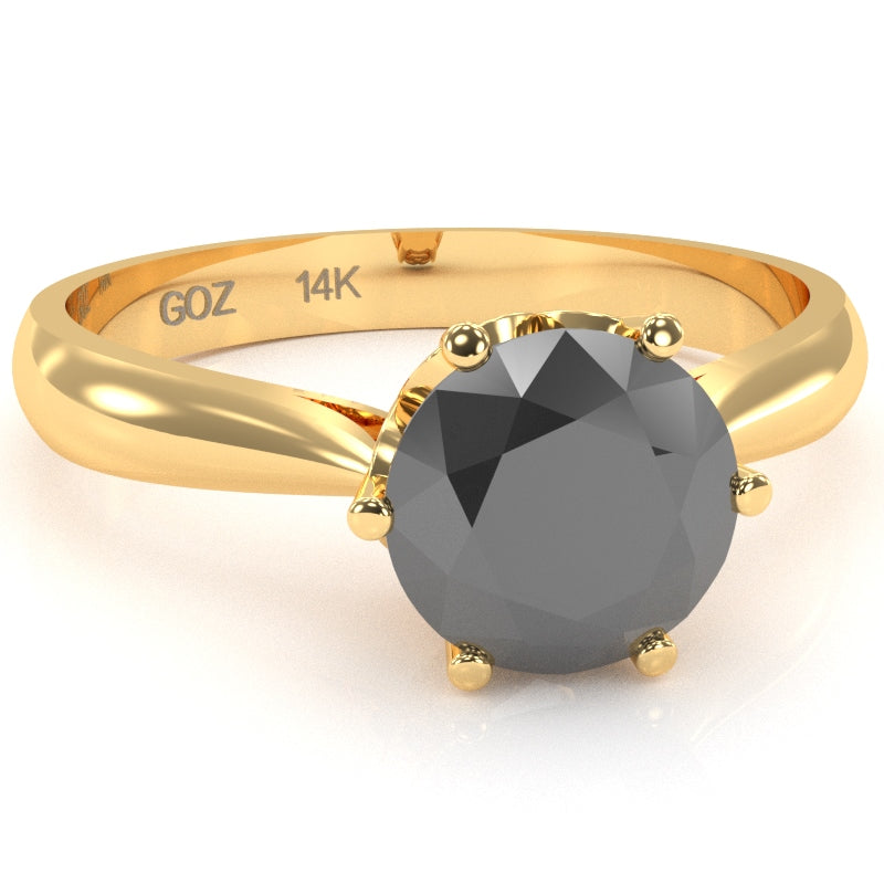 Crown Setting Black Onyx Engagement Ring In 14k Yellow Gold