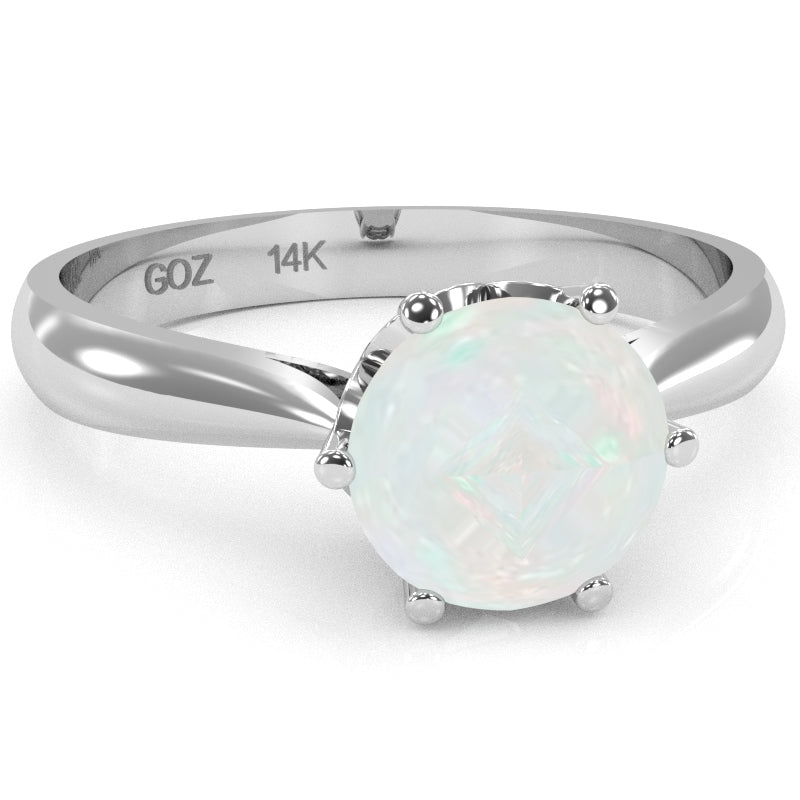 Crown Setting Opal Engagement Ring In 14k White Gold