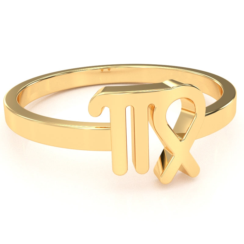 Virgo Zodiac Sign Ring In Solid 14k Yellow Gold