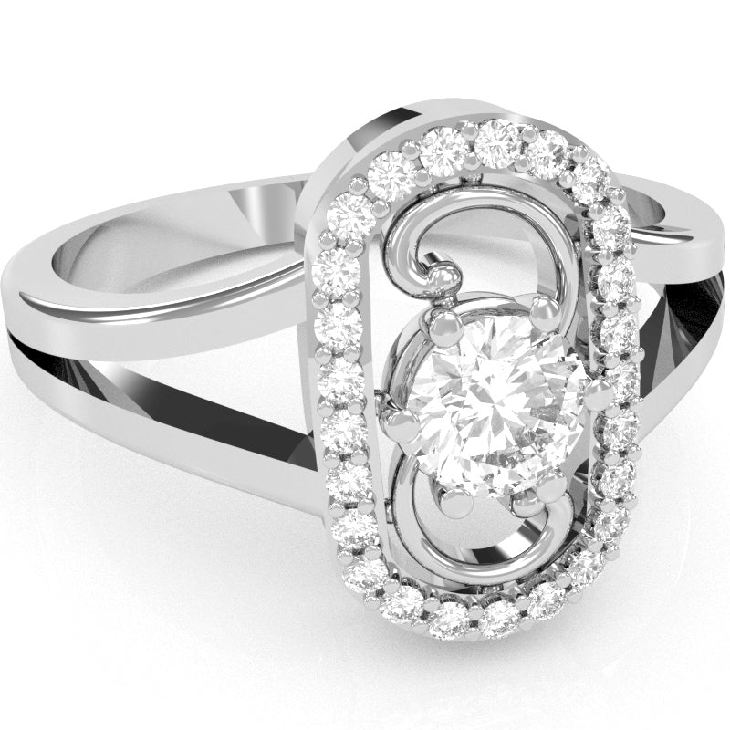Split Band White Topaz Diamond Cocktail Ring In 14k White Gold