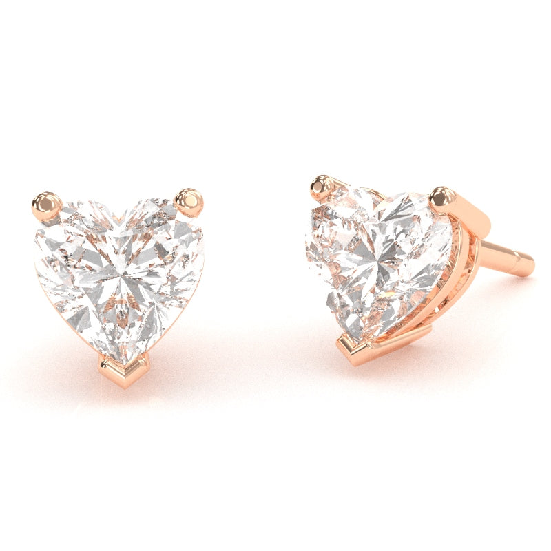 White Topaz 5mm Heart Stud Earrings in 10k Rose Gold