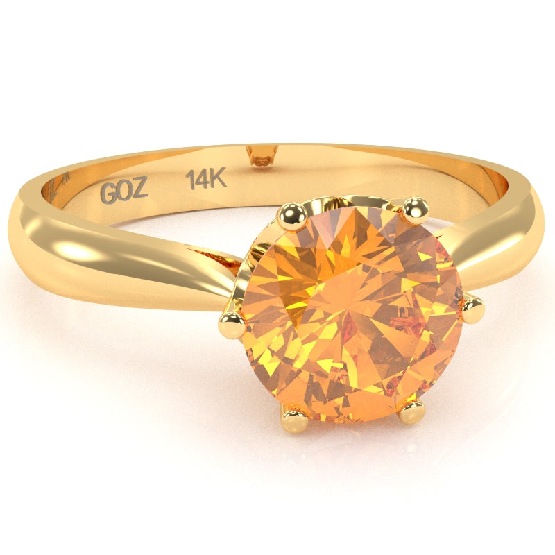 Crown Setting Citrine Engagement Ring In 14k Yellow Gold