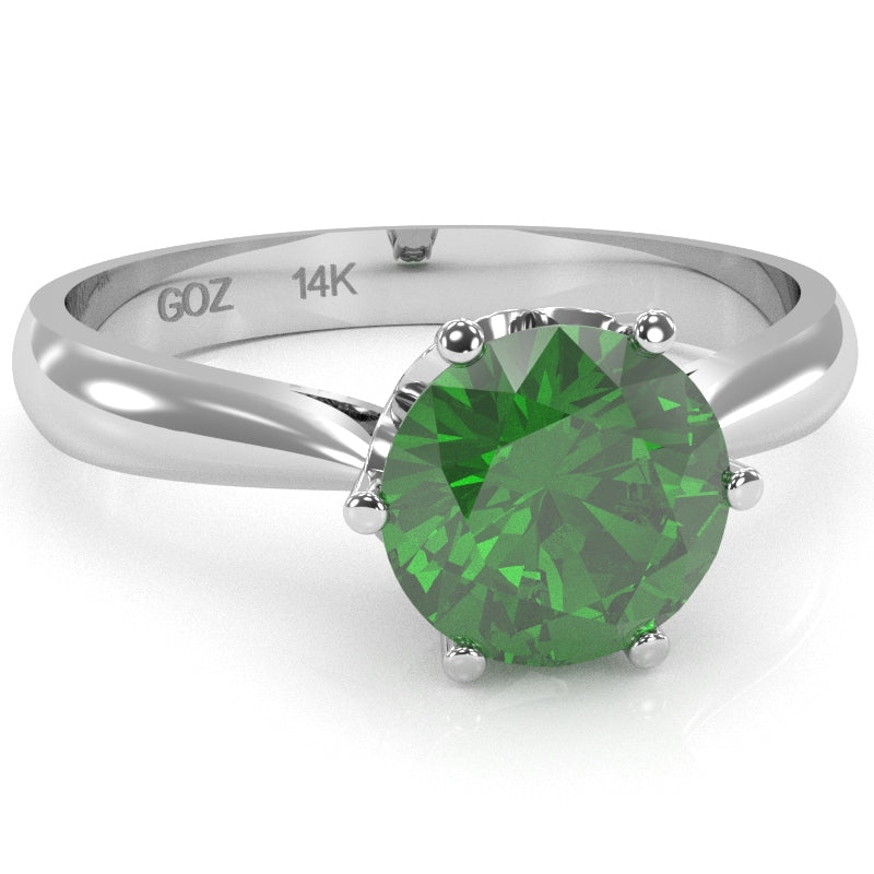 Crown Setting Lab-Created Emerald Engagement Ring In 14k White Gold