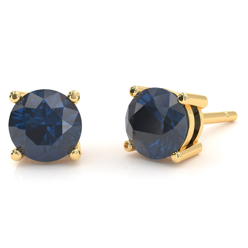 Lab-Created Sapphire 6mm Round Stud Earrings in 10k Yellow Gold