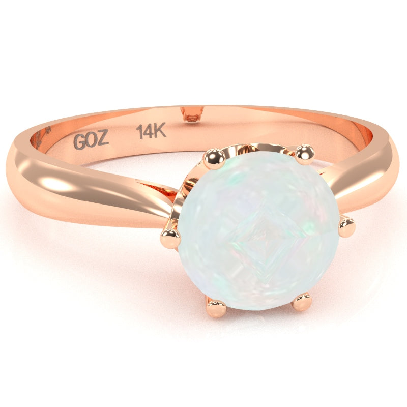 Crown Setting Opal Engagement Ring In 14k Rose Gold