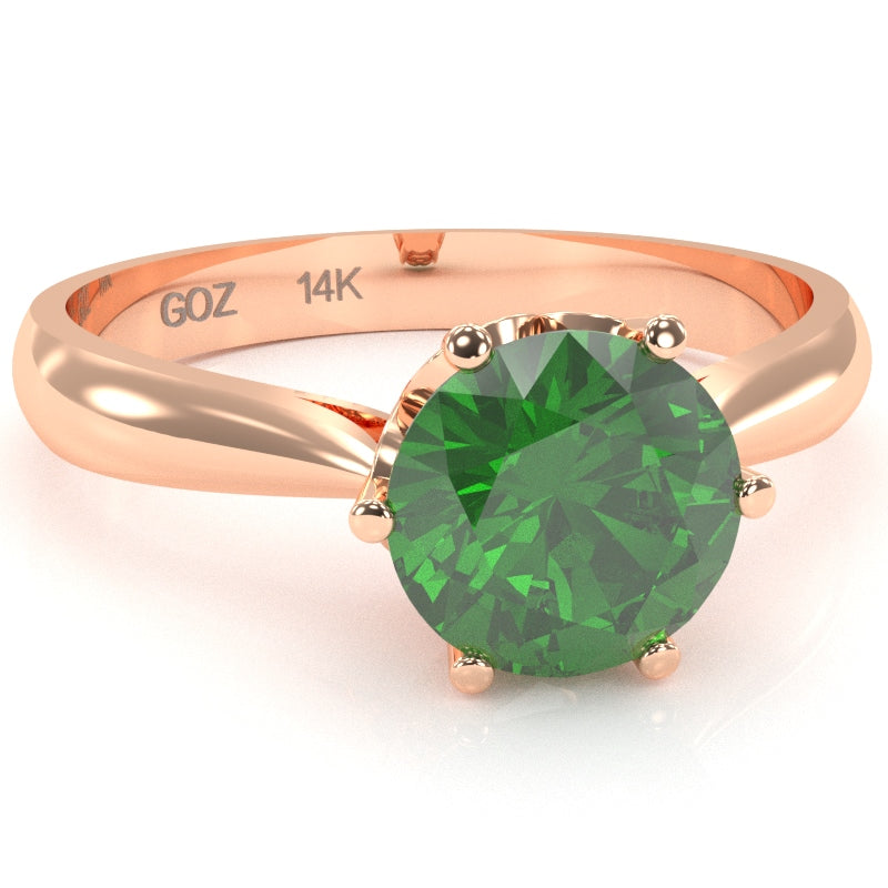 Crown Setting Lab-Created Emerald Engagement Ring In 14k Rose Gold