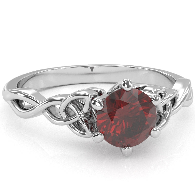 Celtic Trinity Knot Lab-Created Ruby Engagement Ring In 14k White Gold