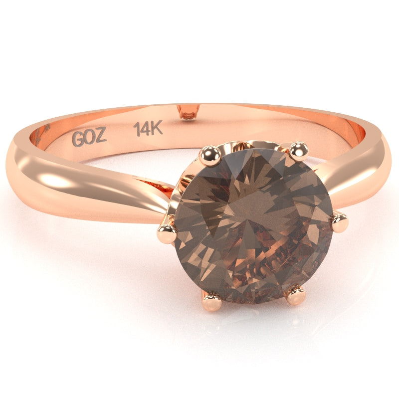 Crown Setting Smoky Quartz Engagement Ring In 14k Rose Gold