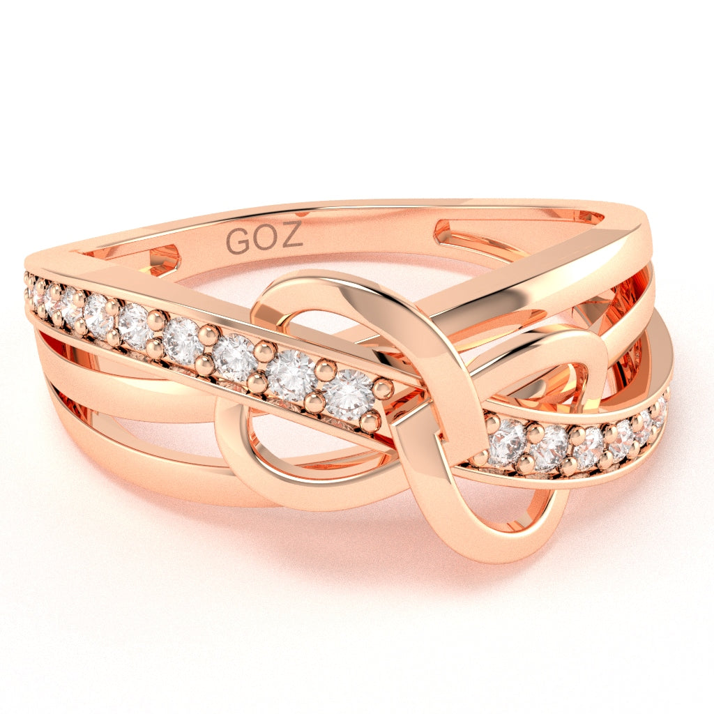 Two Hearts Diamond Inifinity Cocktail Ring In 10k Rose Gold
