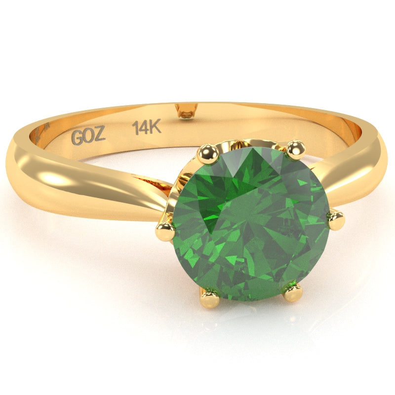 Crown Setting Lab-Created Emerald Engagement Ring In 14k Yellow Gold