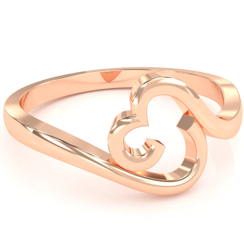 Curly Heart Love Ring In Solid 14k Rose Gold